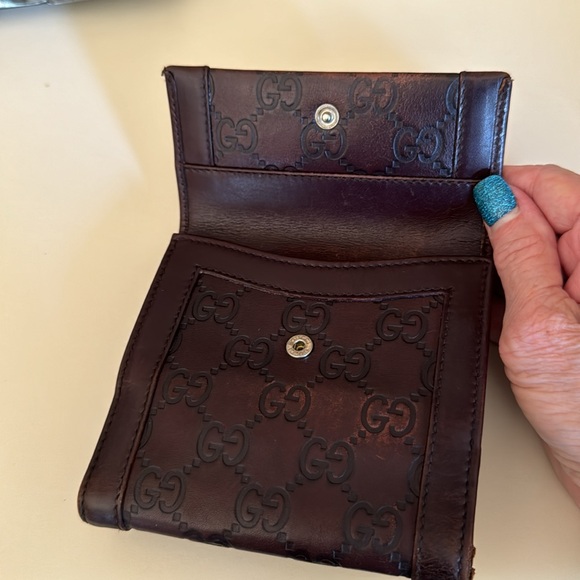 Guccissima French Flap Wallet Brown Leather Gold Hardware. Authentic - Picture 4 of 15